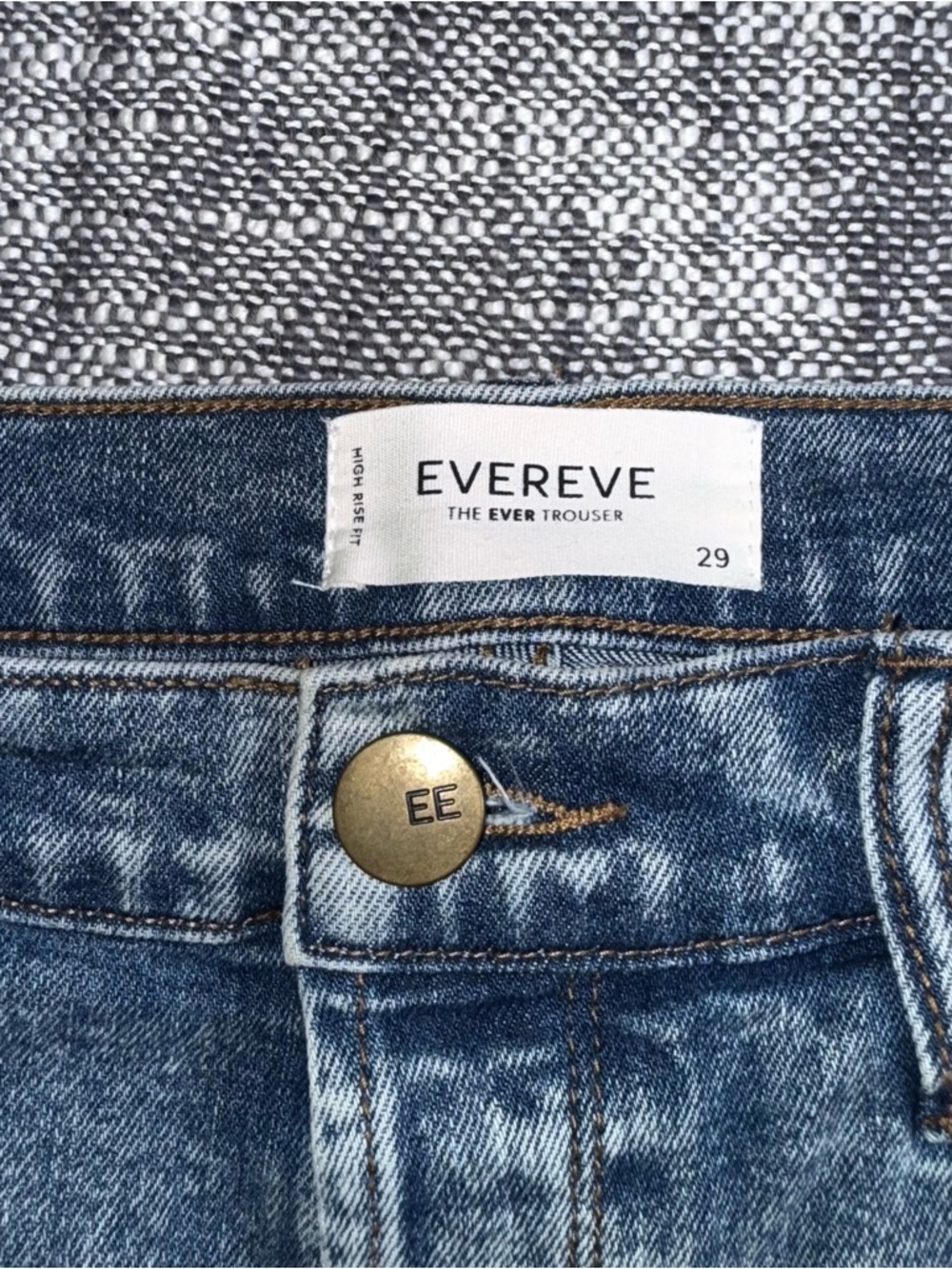 Evereve The Ever Trouser High Rise Wide Leg Jeans sz 29 Blue Button Fly long - Picture 5 of 13